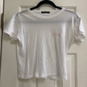 Brandy Melville Jamie Peachy Embroidery Top
